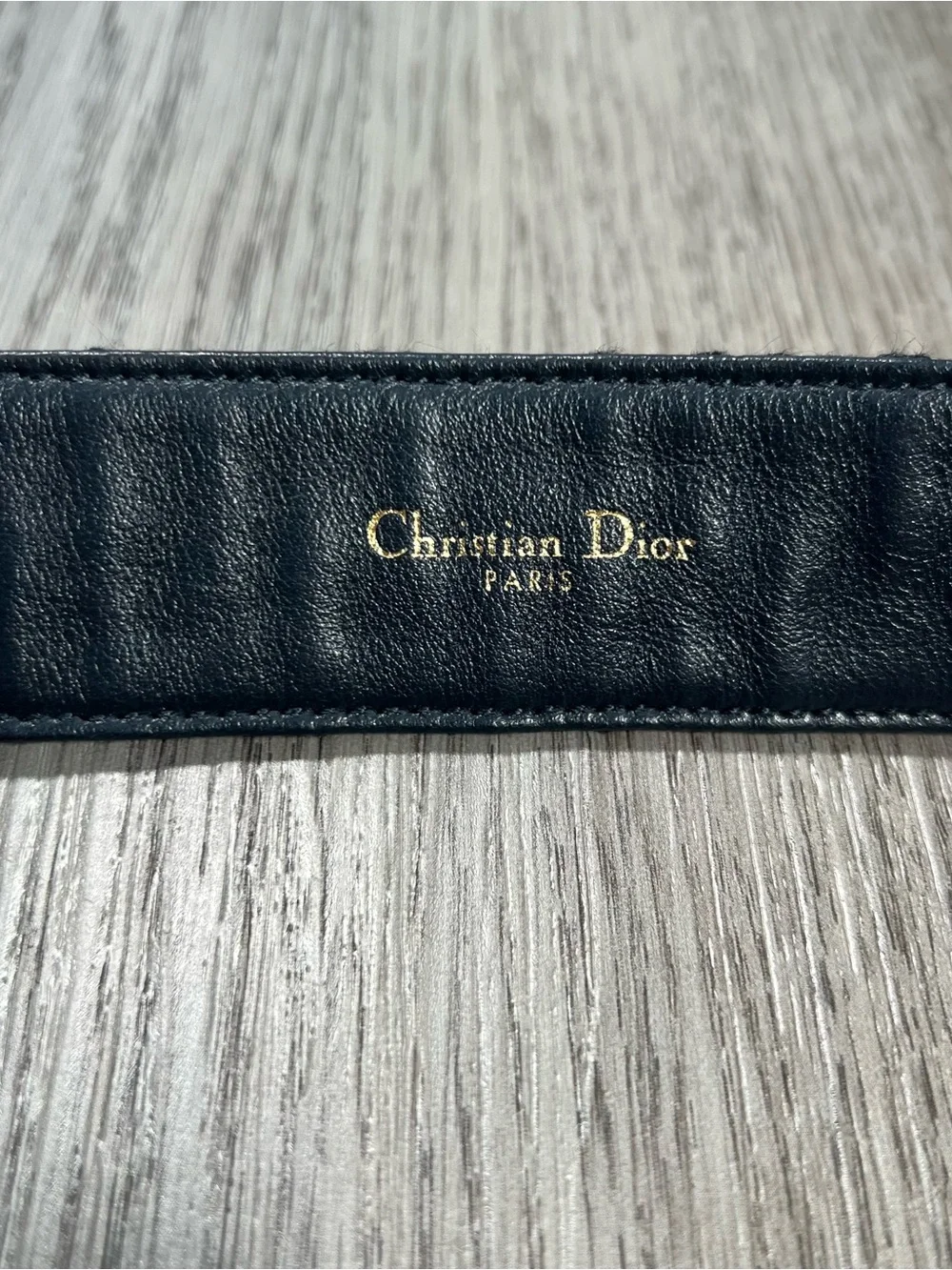 Dior Diorquake Size 85cm Navy Blue Oblique Canvas Gold Logo Buckle Belt Italy - Picture 4 of 13